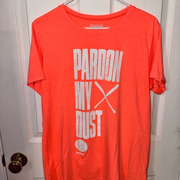 Reebok Tops - Reebok Vibrant Coral Tee with White Graphic